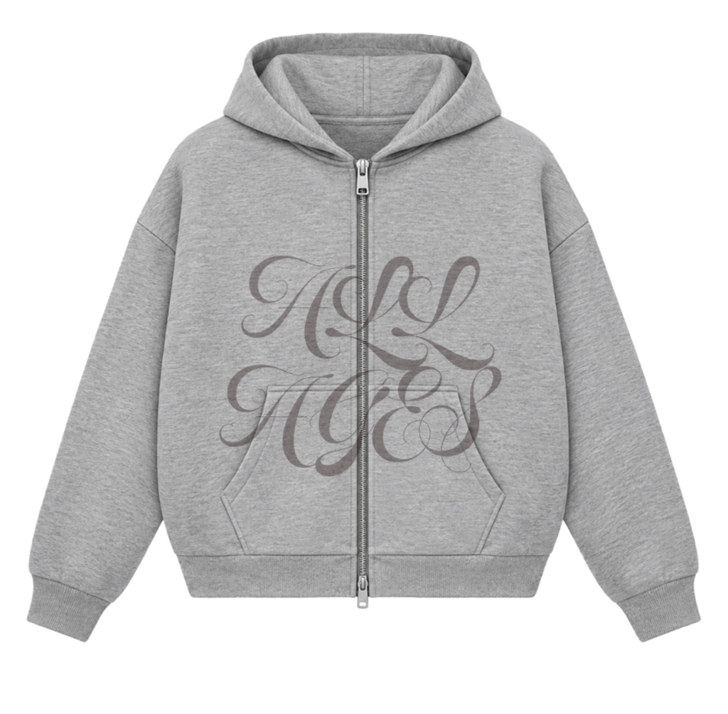 LOOSE FIT SCUBA ZIP-THROUGH GREY HOODIE