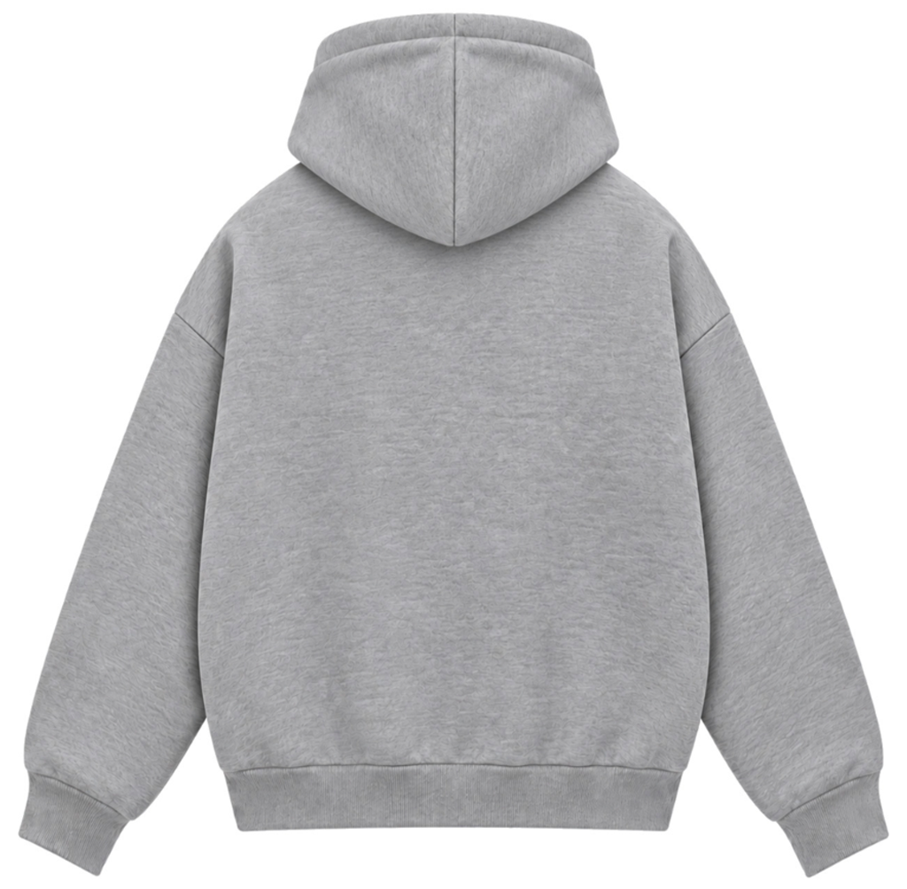 LOOSE FIT SCUBA ZIP-THROUGH GREY HOODIE